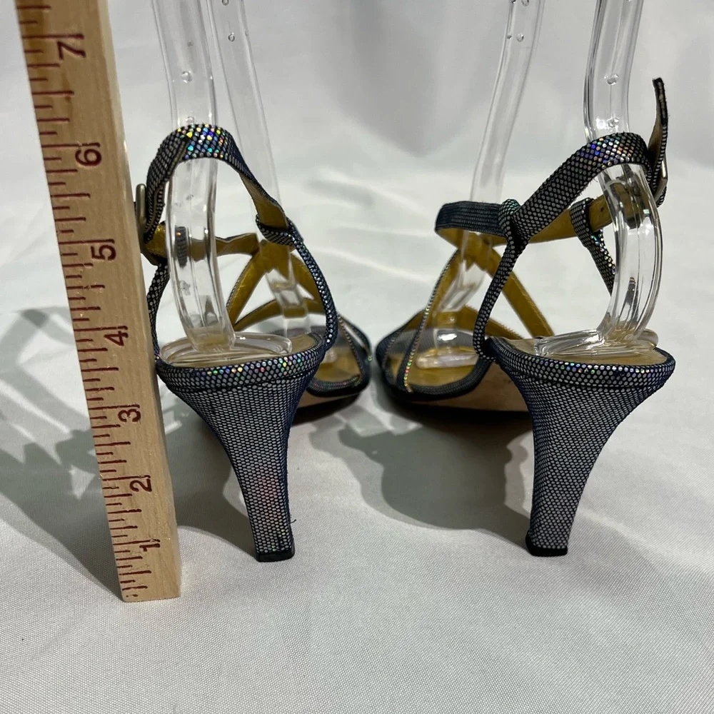 ESCADA Vintage Metallic Rainbow Strappy Heels - size 9B - Picture 12 of 13